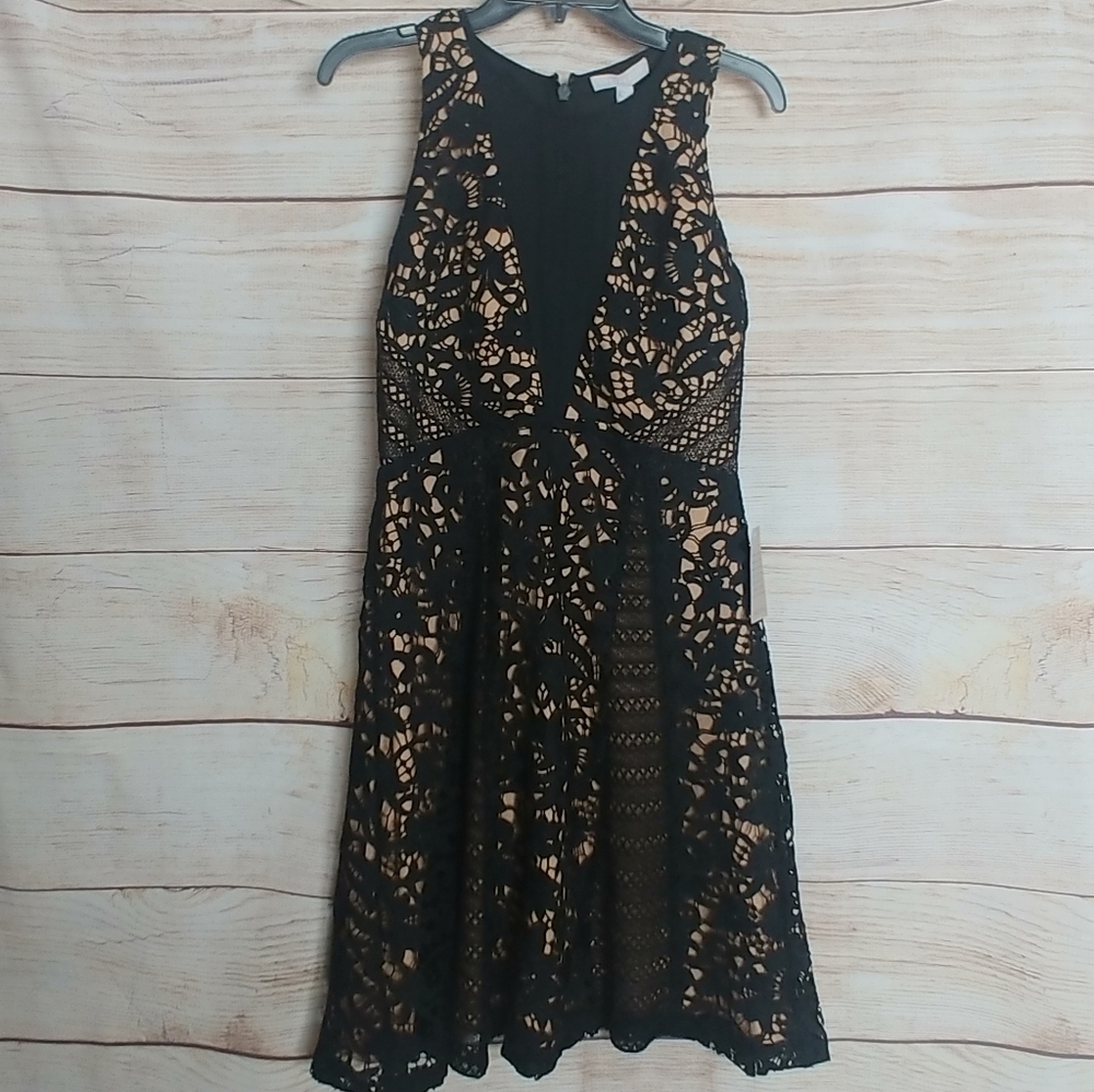 Chelsea28 black lace fit-and-flare dress Xs new - Picture 2 of 5